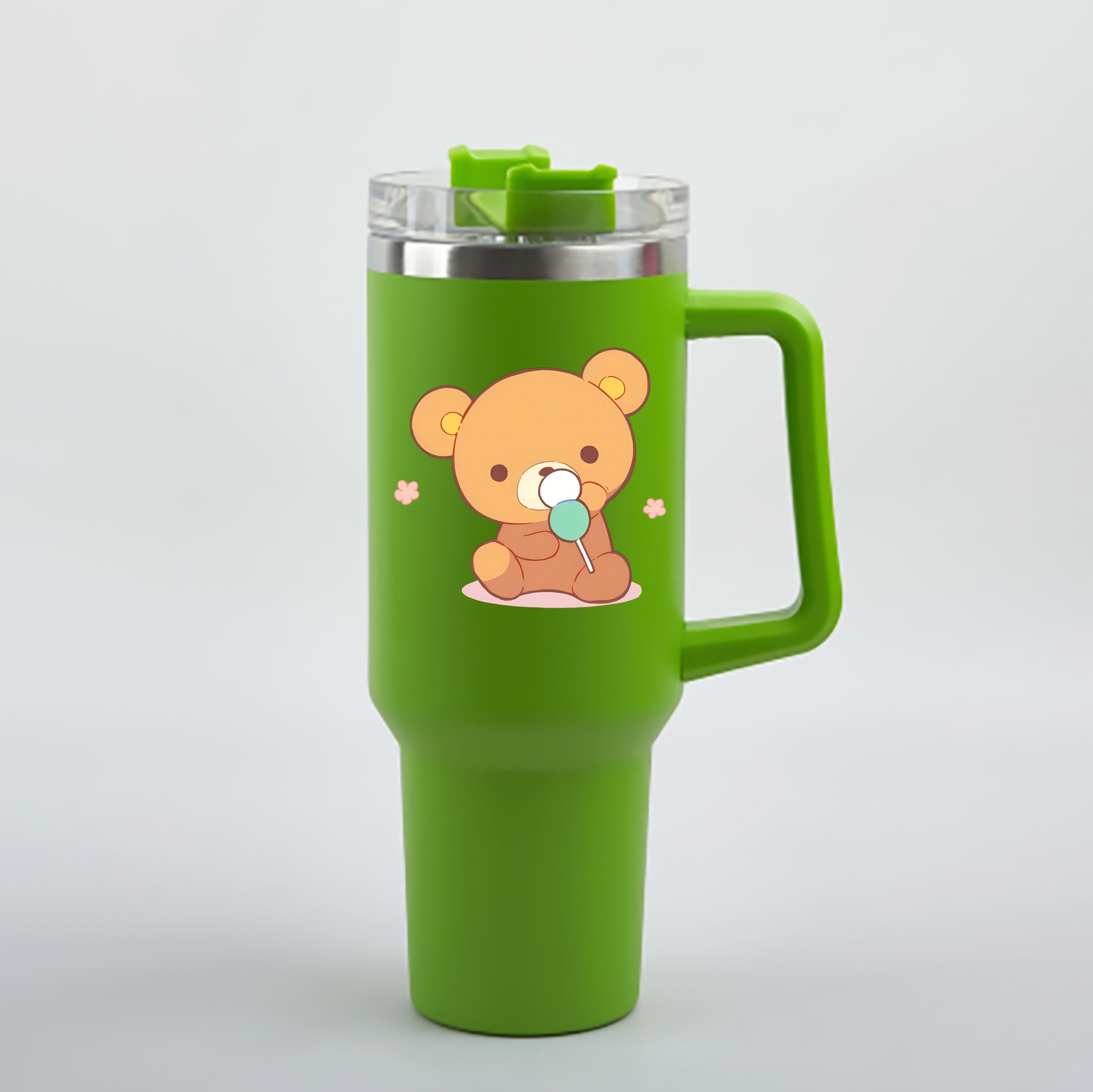 （画像用） リラックマ リラックマ キイロイトリ Rilakkuma Korilakkuma Kiiroitori 1200mL車用タンブラー - クリスタルステッカー（プラスチックストロー付き）